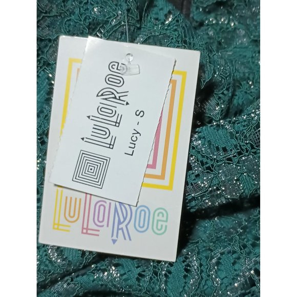 LuLaRoe Lucy Maxi Skirt Womens Size S Small Green Silver Tinsel Floral Lace NWT - Picture 6 of 9